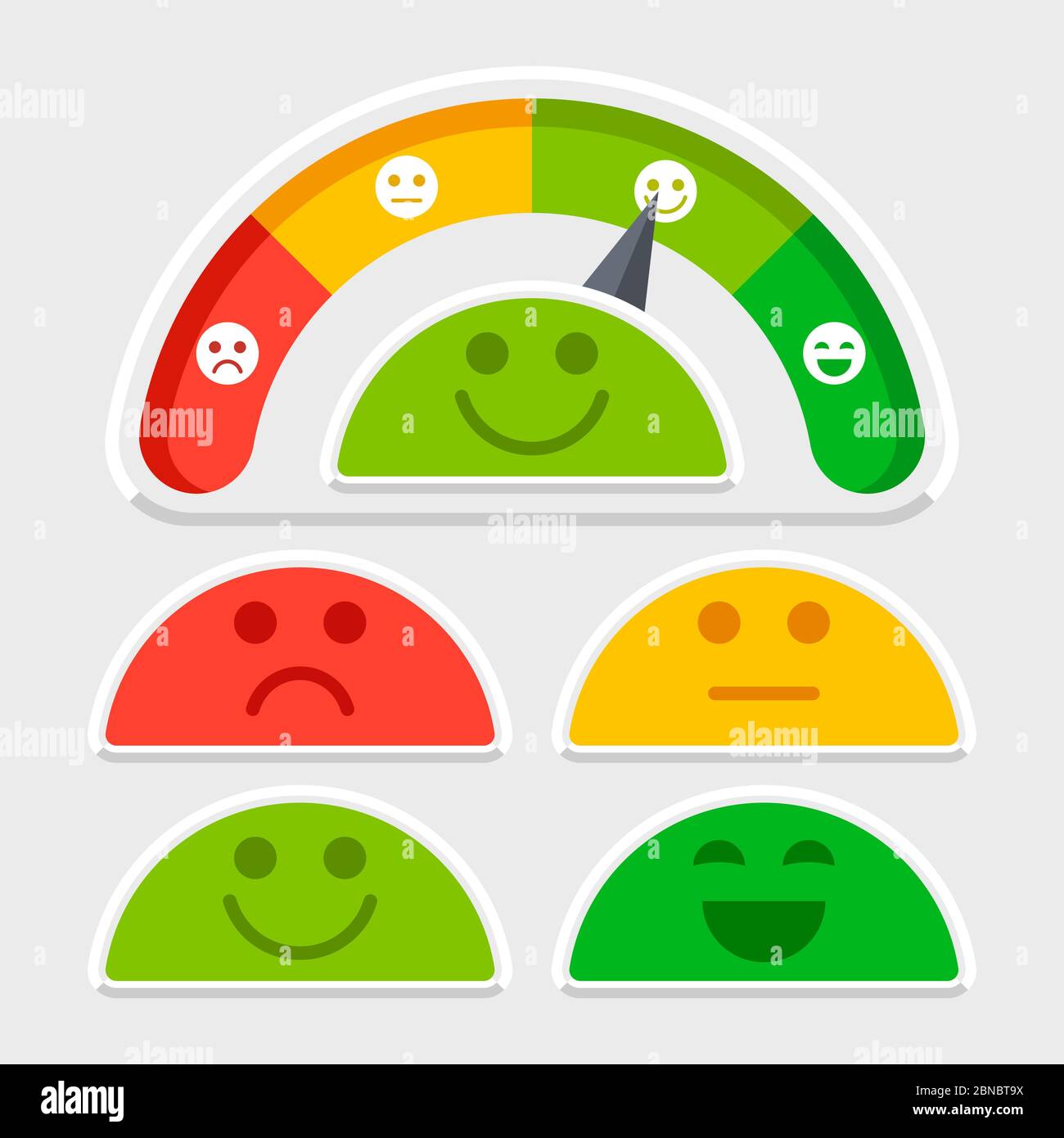 Flat emotions scala umore vettore colorato di set illustrazione piatta Illustrazione Vettoriale