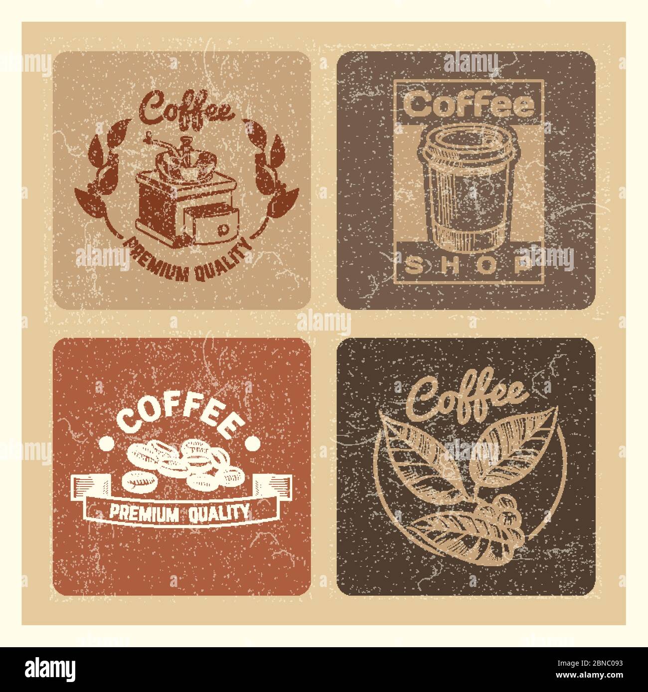 Coffee shop vintage banner modello di collezione. Illustrazione retrospettiva Illustrazione Vettoriale