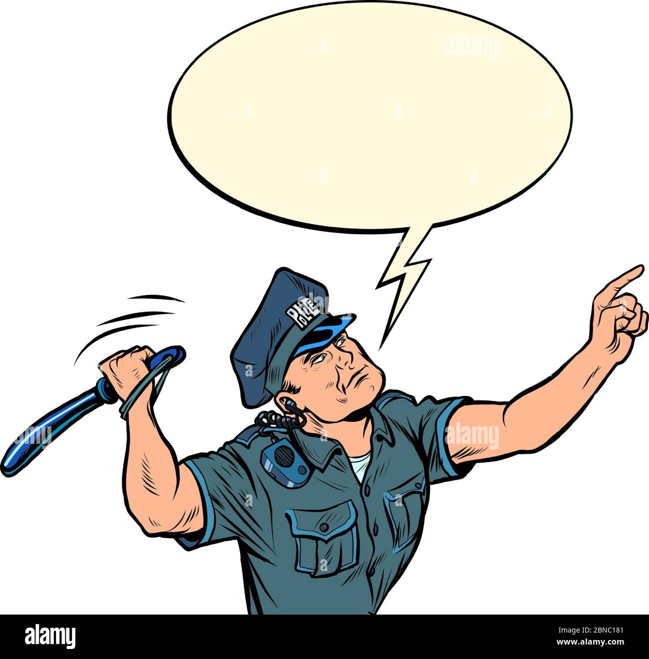 Il poliziotto colpisce con un testimone Illustrazione Vettoriale