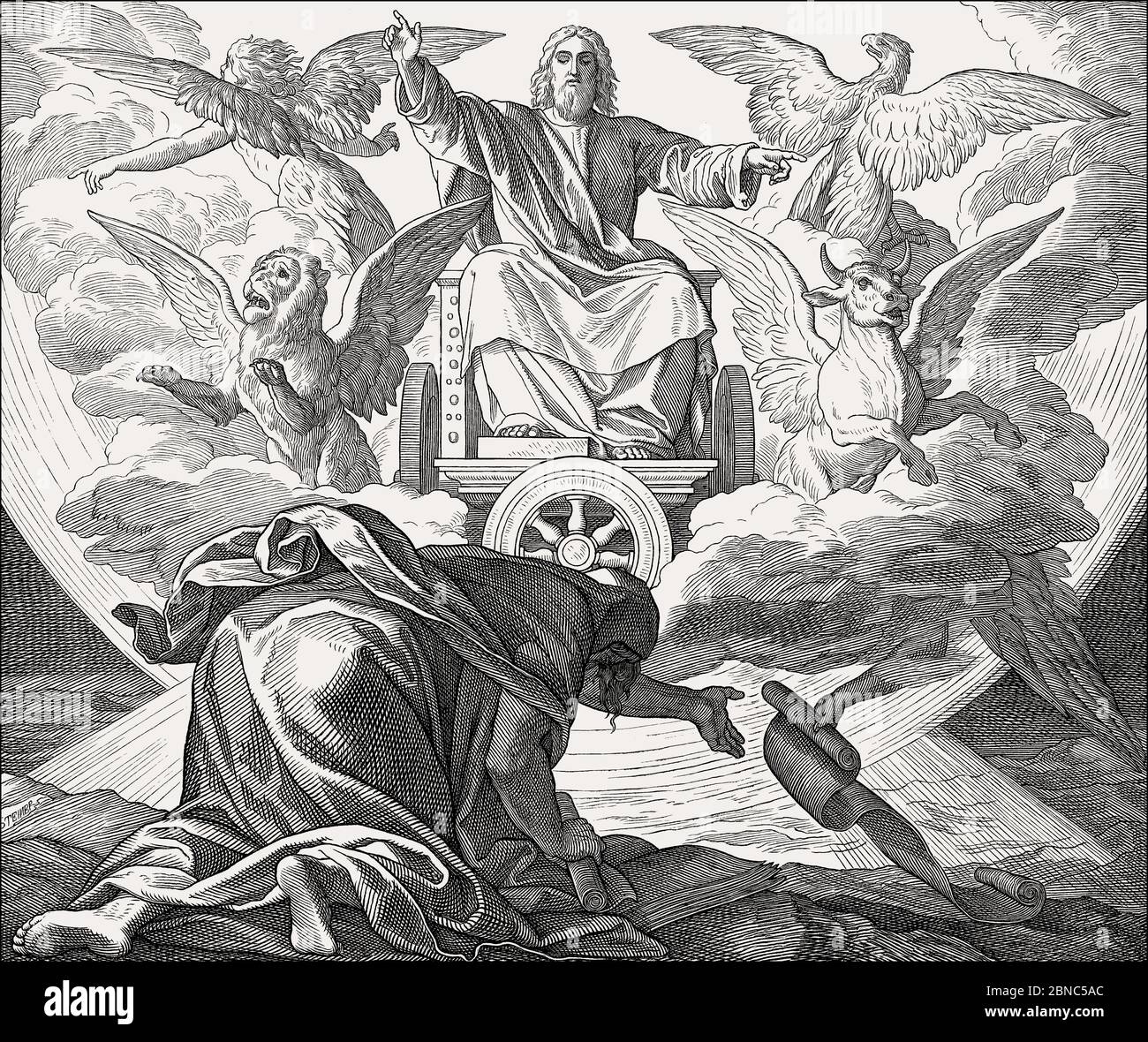 La visione di Ezechiele, Antico Testamento, di Julius Schnorr von Carolsfeld Foto Stock