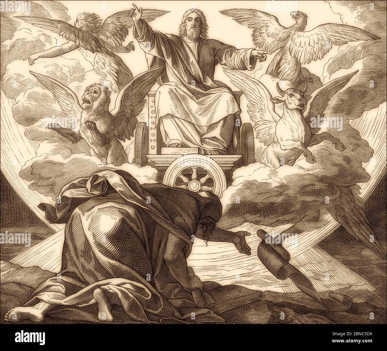 La visione di Ezechiele, Antico Testamento, di Julius Schnorr von Carolsfeld Foto Stock