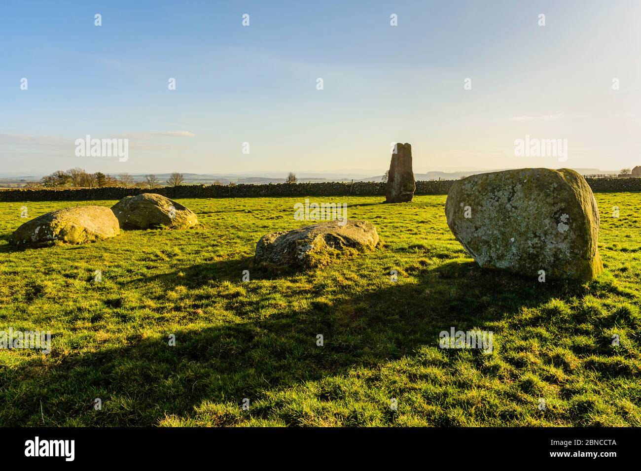 Long Meg and Her Daughters un cerchio di pietra nelle vicinanze Little Salkeld Cumbria Foto Stock