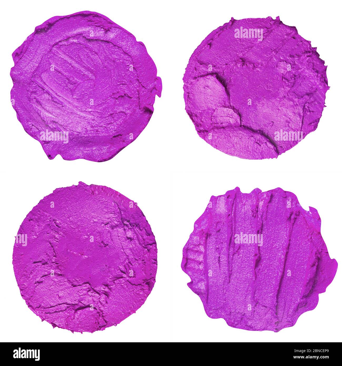 Set di quattro sbavature del rossetto campioni isolati su sfondo bianco Foto Stock