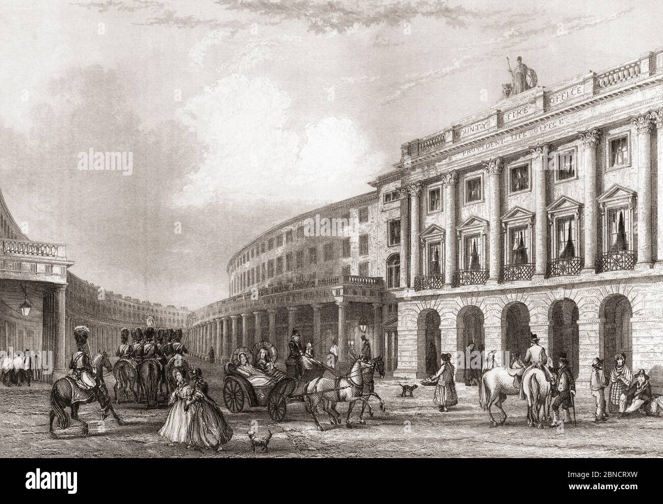 Quadrant, Regent Street, Londra, Inghilterra, 19 ° secolo. Dalla storia di Londra: Illustrato dalle viste a Londra e a Westminster, pubblicato intorno al 1838. Foto Stock