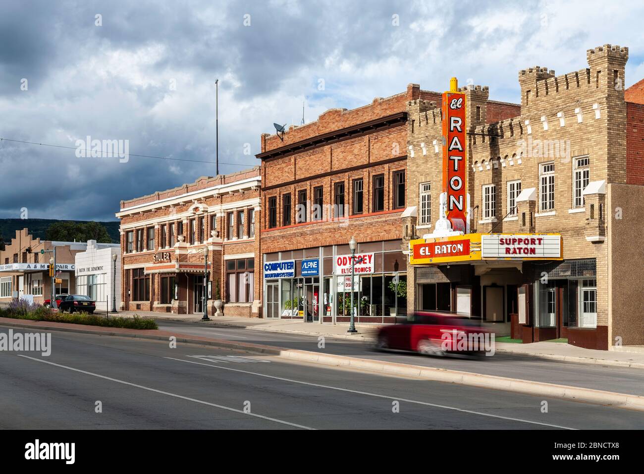 Storica 2nd Street (e Teatro El Raton), Raton, New Mexico USA Foto Stock