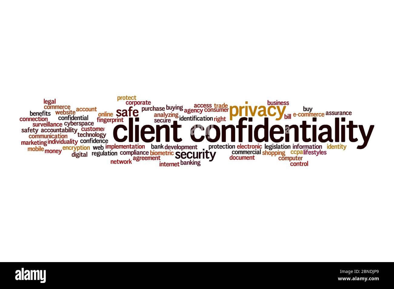 Concetto di riservatezza dei client su sfondo bianco Foto Stock
