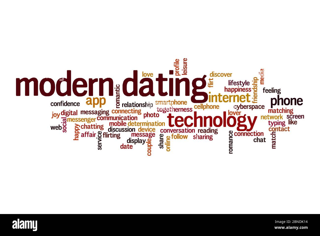 Moderno concetto di cloud dating su sfondo bianco Foto Stock