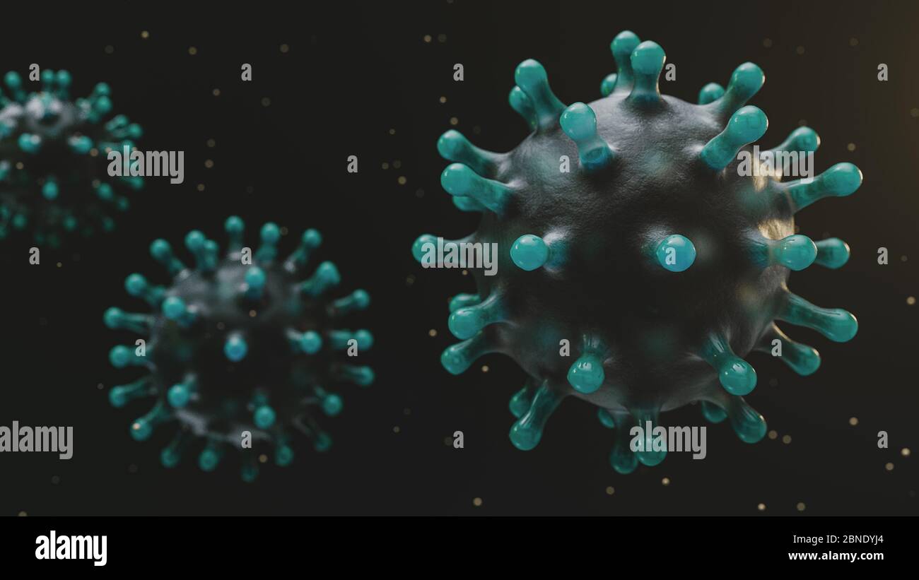 Illustrazione stilizzata dell'epidemia di coronavirus covid-19. Foto Stock