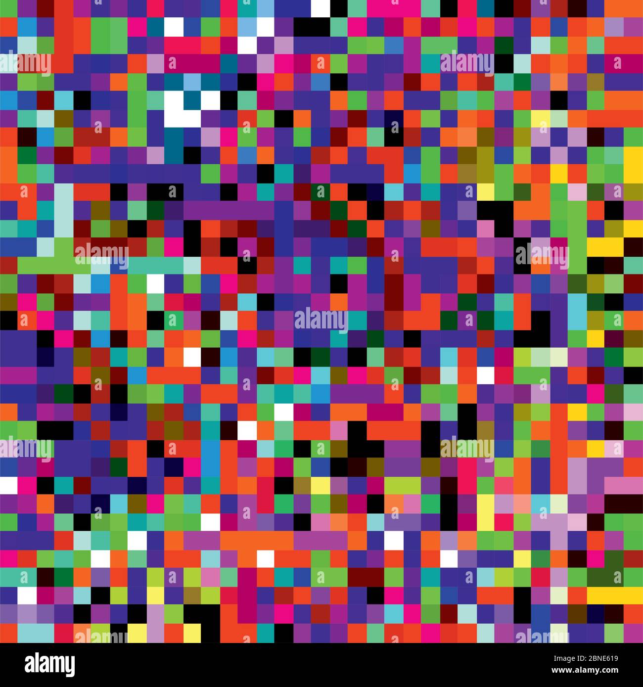 Motivo senza giunture a mosaico con pixel colorati. Trama ripetuta con più colori a punti quadrati. Sfondo vettoriale geometrico stile di gioco a 8 bit retro. Illustrazione Vettoriale