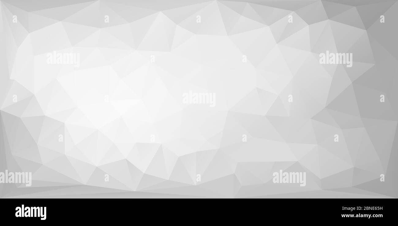Sfondo poligonale con triangoli irregolari. Struttura triangolare in tonalità bianche e grigie. Modello di banner geometrico Lowpoly. Illustrazione di Vector eps8 Illustrazione Vettoriale