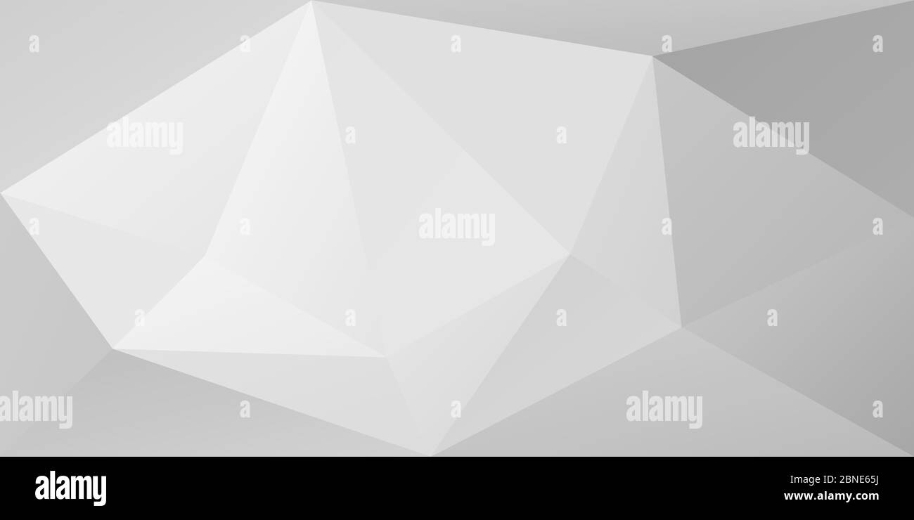 Sfondo poligonale con triangoli irregolari. Struttura triangolare in tonalità bianche e grigie. Modello di banner geometrico Lowpoly. Illustrazione di Vector eps8 Illustrazione Vettoriale