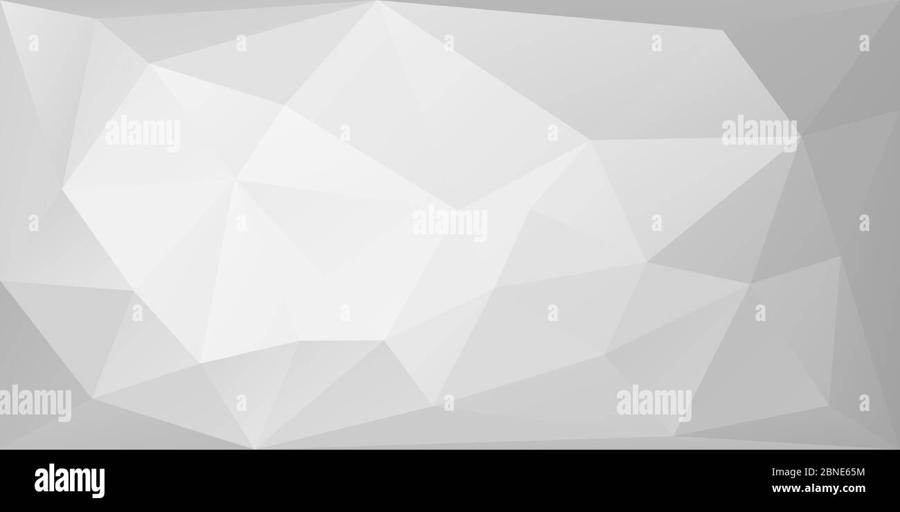 Sfondo poligonale con triangoli irregolari bianchi e grigi. Modello di banner geometrico triangolare. Illustrazione vettoriale eps8 senza trasparenza. Illustrazione Vettoriale
