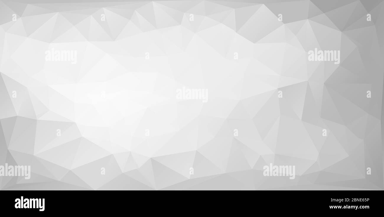 Sfondo poligonale con triangoli irregolari. Struttura triangolare in tonalità bianche e grigie. Modello di banner geometrico Lowpoly. Illustrazione di Vector eps8 Illustrazione Vettoriale