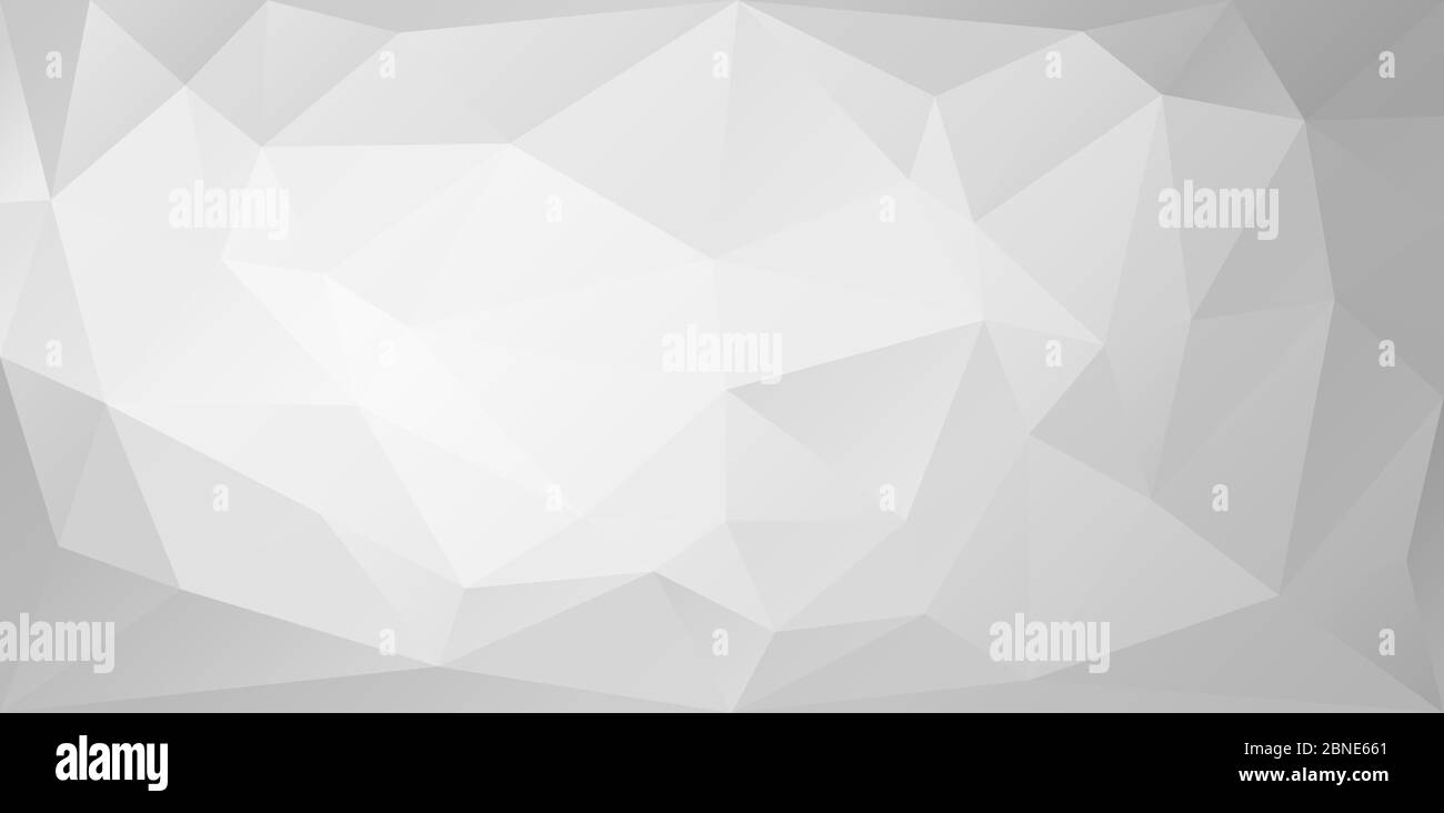 Sfondo poligonale con triangoli irregolari bianchi e grigi. Modello di banner geometrico triangolare. Illustrazione vettoriale eps8 senza trasparenza. Illustrazione Vettoriale