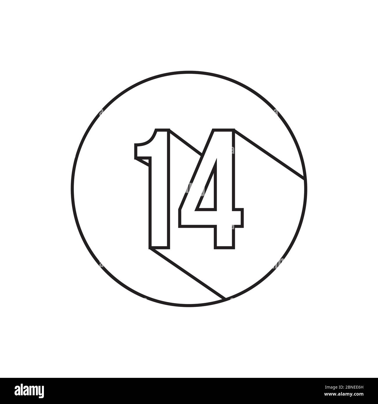 14 linee numeriche simbolo vettore isolato su sfondo bianco Illustrazione Vettoriale