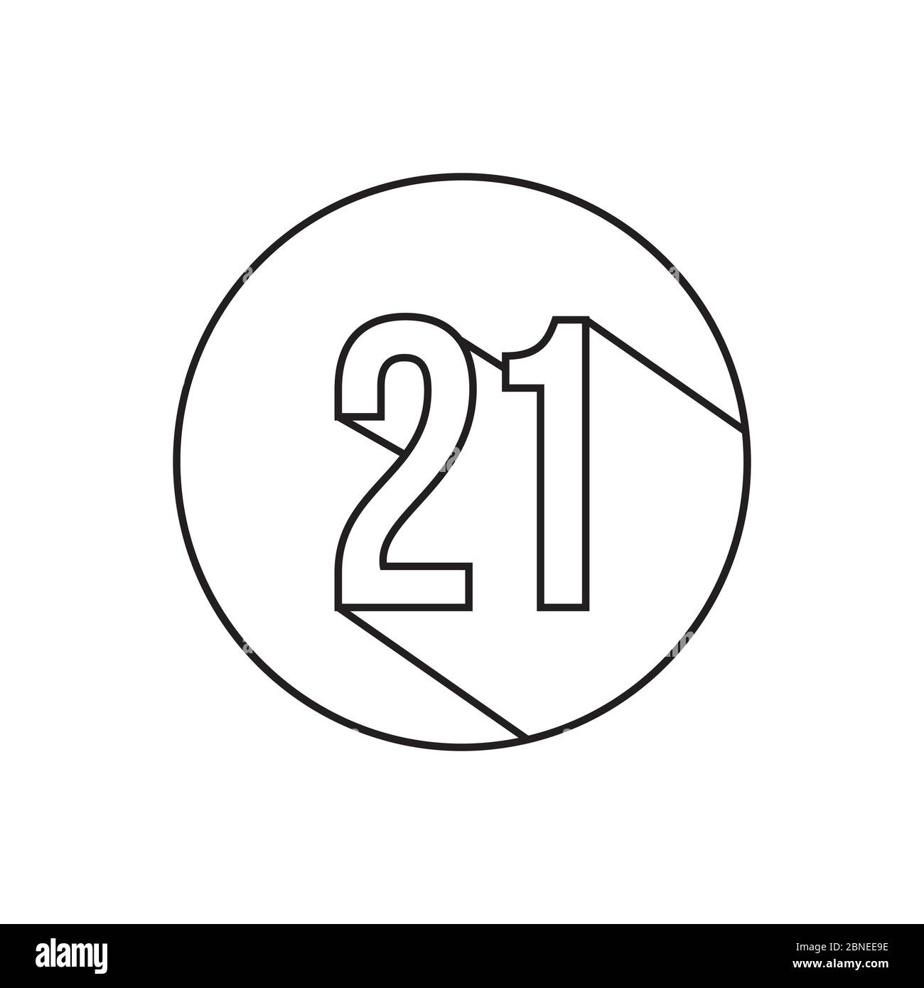 21 linee numeriche simbolo vettore isolato su sfondo bianco Illustrazione Vettoriale