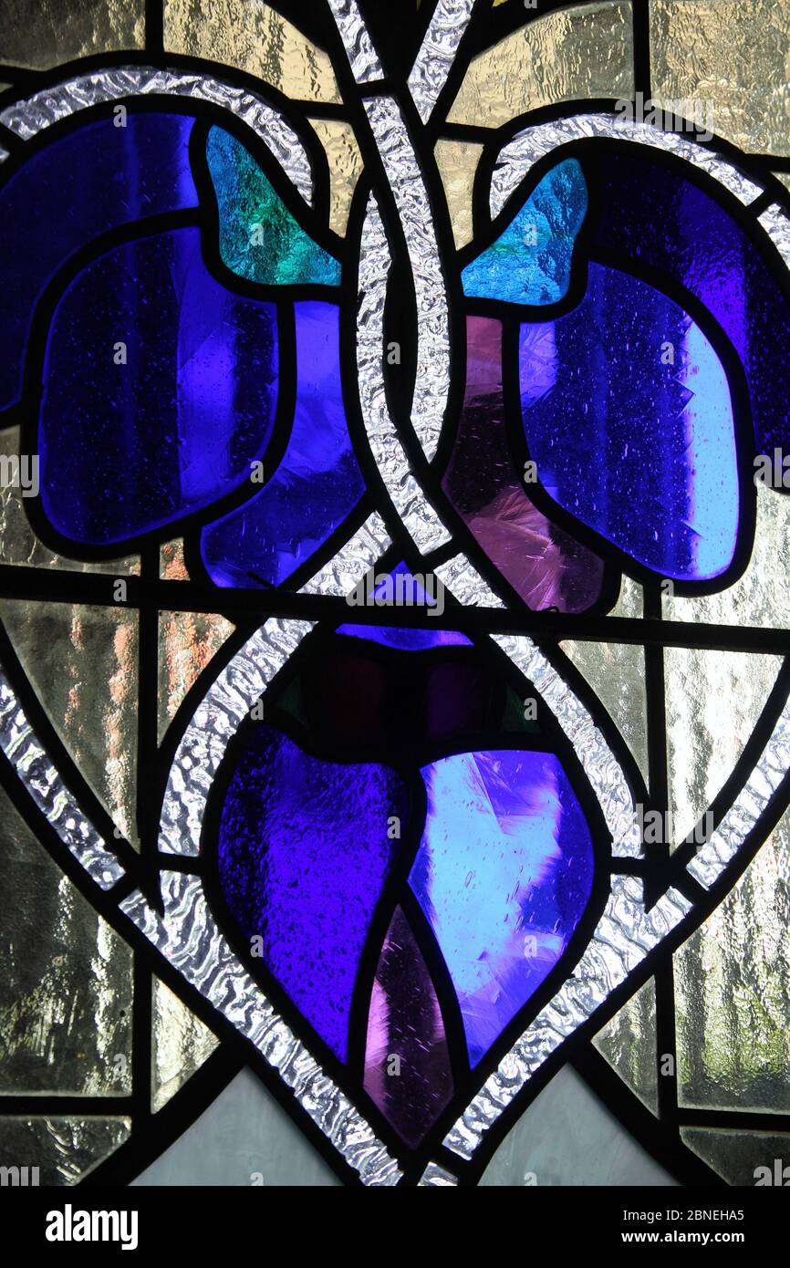 Vetrata in stile Art Nouveau presso la Cheong Fatt Tze Mansion di George Town Foto Stock