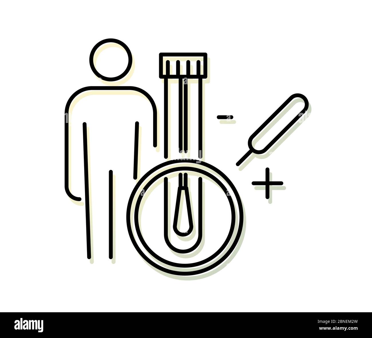 Tampone nasale nasofaringeo e buccale - striscio buccale Test per COVID-19 - Icon AS eps 10 file. Illustrazione Vettoriale