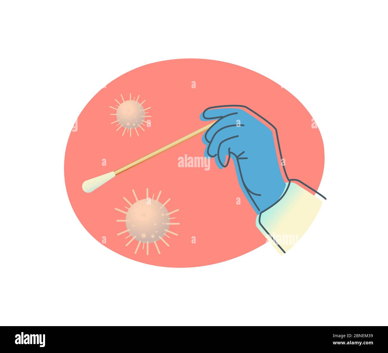 Tampone nasale nasofaringeo e buccale - striscio buccale Test per COVID-19 - Icon AS eps 10 file. Illustrazione Vettoriale