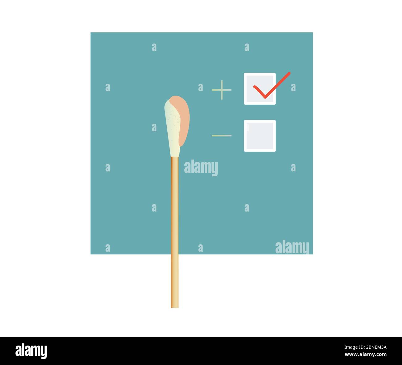 Tampone nasale nasofaringeo e buccale - striscio buccale Test per COVID-19 - Icon AS eps 10 file. Illustrazione Vettoriale