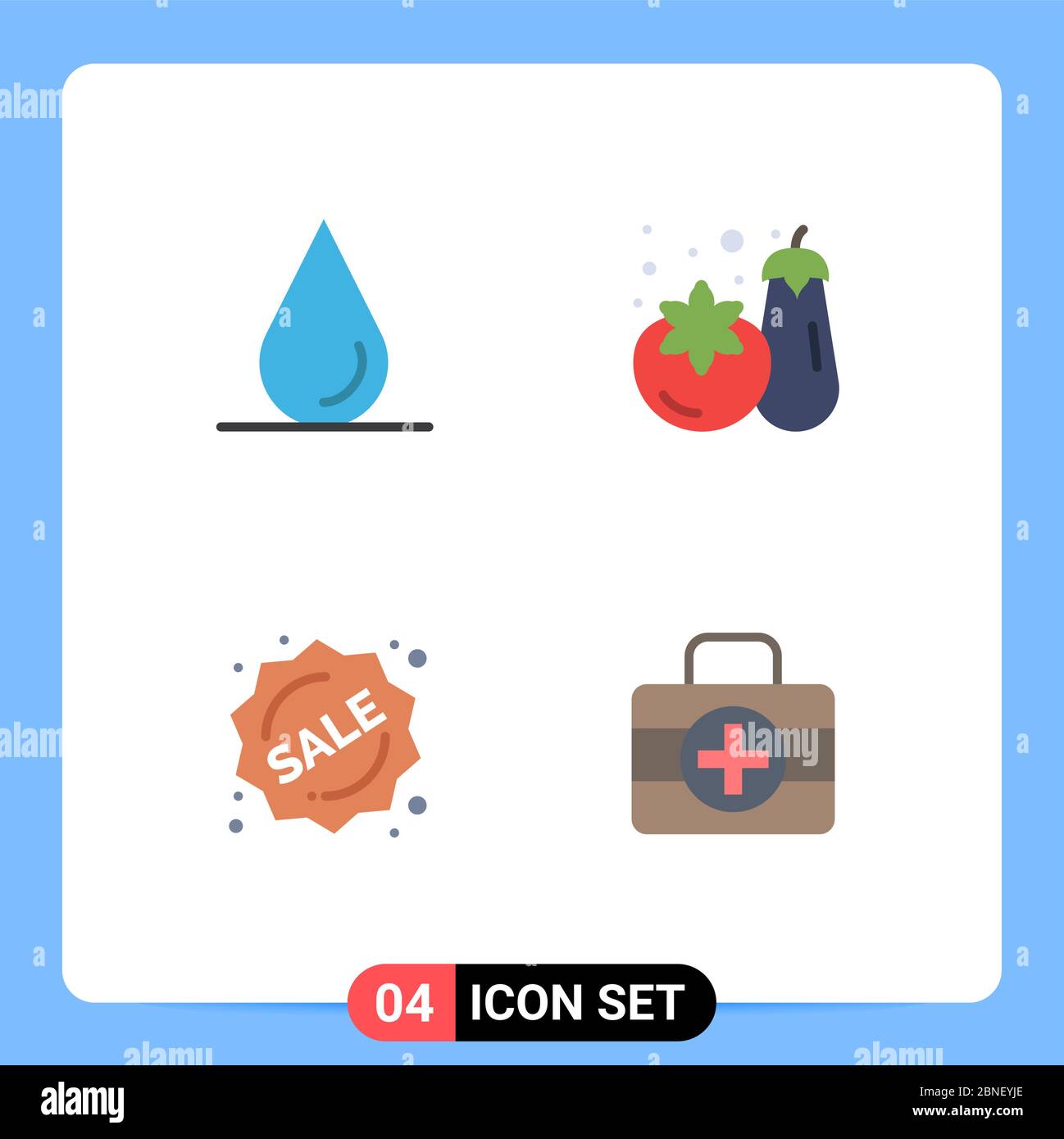 4 icone piatte vettoriali tematiche e simboli editabili di caduta, kit medico, supermercato, etichetta, elementi di disegno vettoriale editabili ic Illustrazione Vettoriale
