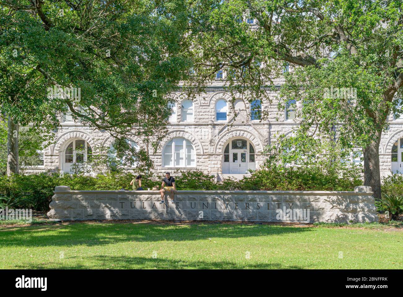 Tulane University Administration edificio e firma a New Orleans, Louisiana, Stati Uniti Foto Stock