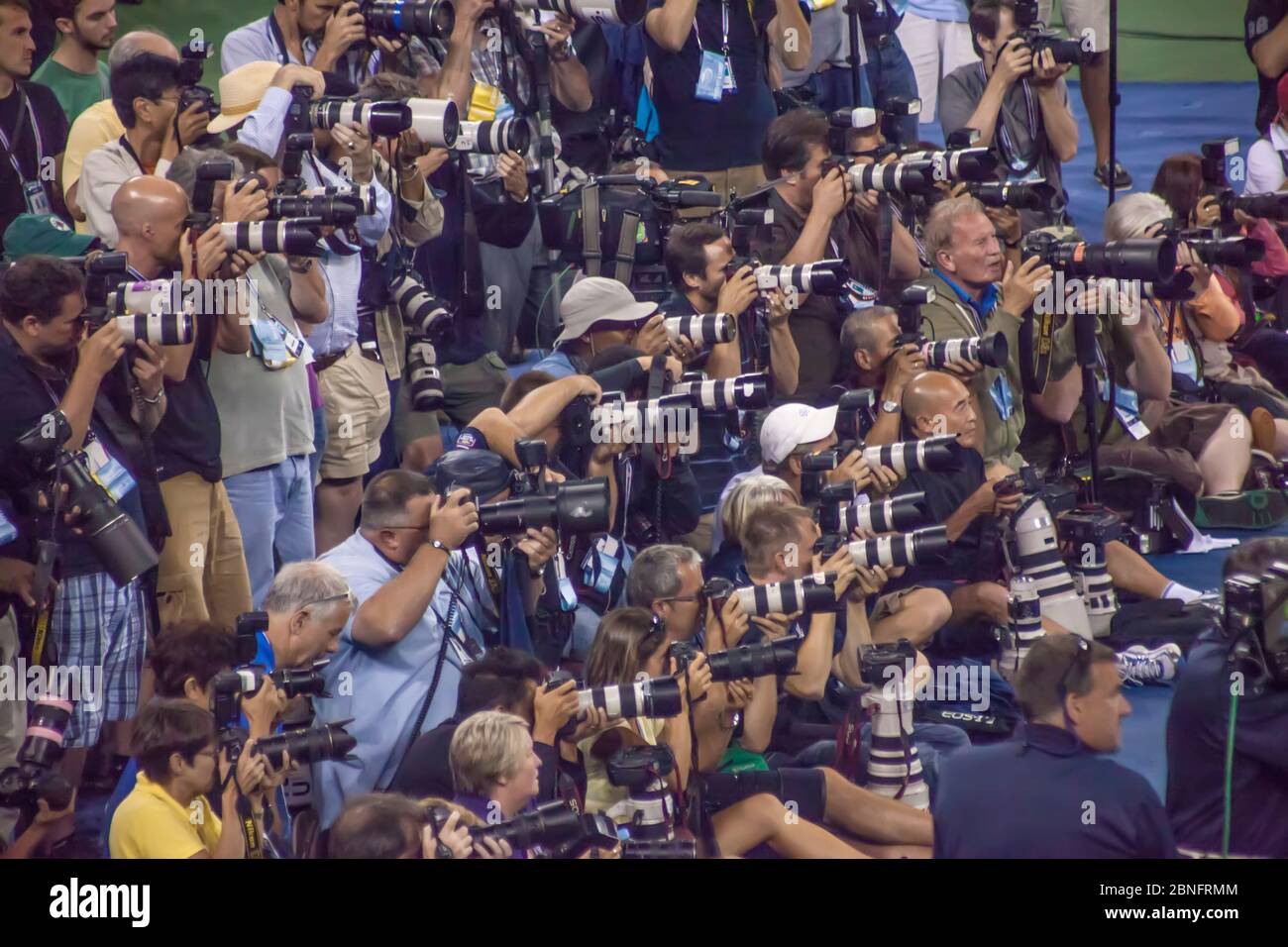 Fotografi stampa alla finale 2011 del torneo US Open Tennis, Flushing Meadows-Corona Park, Queens, New York, USA Foto Stock