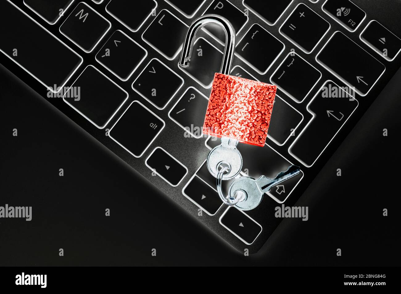 Calcolatore bloccato al sicuro da virus o di un attacco di software dannoso. Computer laptop protetti da online cyber crimine e l'hacking. Computer Security concetto con Foto Stock