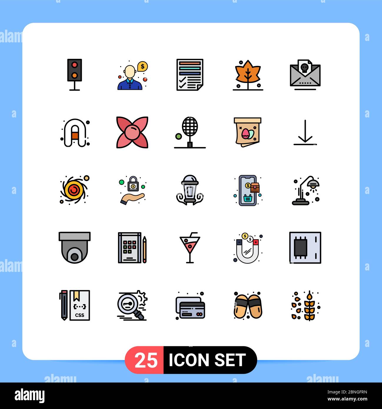 Set di 25 icone moderne dell'interfaccia utente simboli per morti, grazie, supporto, foglia, carta elementi editabili di disegno vettoriale Illustrazione Vettoriale