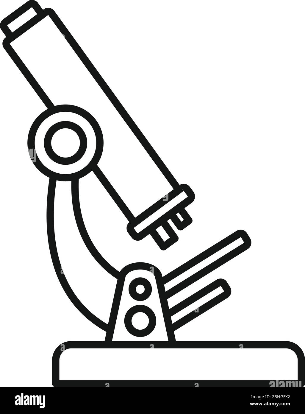 Icona microscopio elettronico. Icona vettoriale del microscopio a linee di sangue per il web design isolato su sfondo bianco Illustrazione Vettoriale