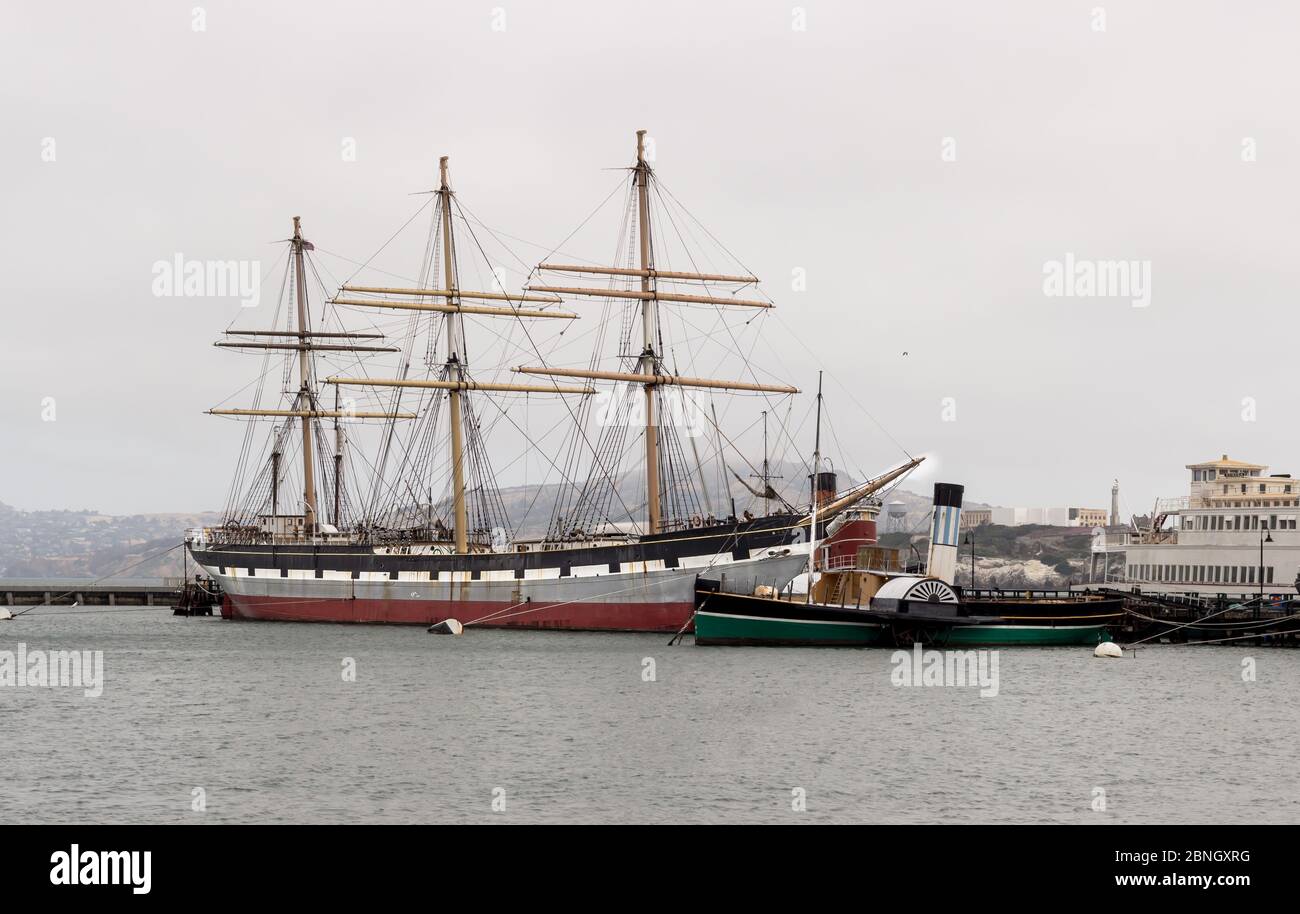 La Balclitha, una nave di 130 anni nella zona della Baia di San Francisco Foto Stock