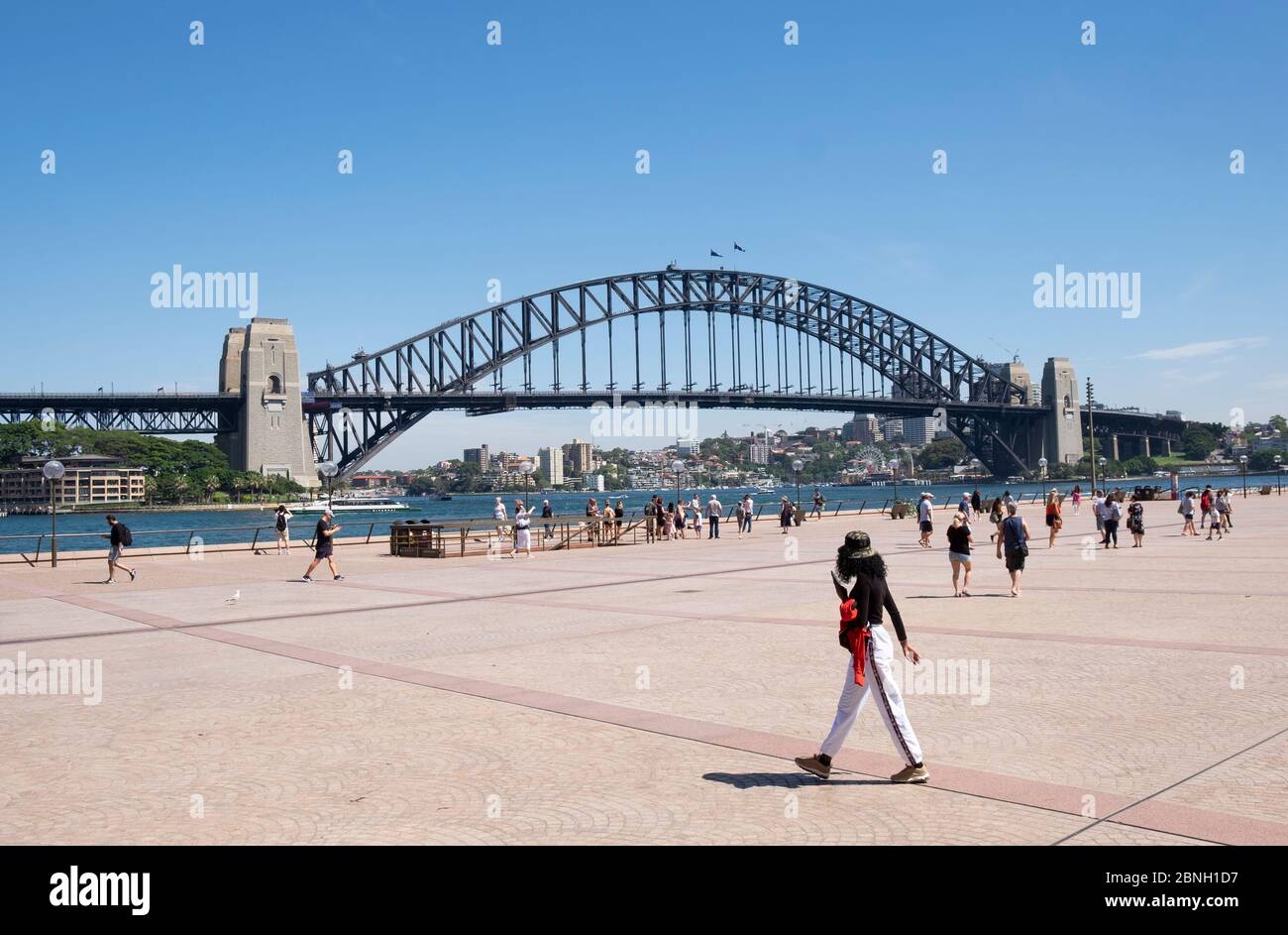Il Sydney Harbour Bridge da Bennelong Point, Sydney, NSW, Australia Foto Stock