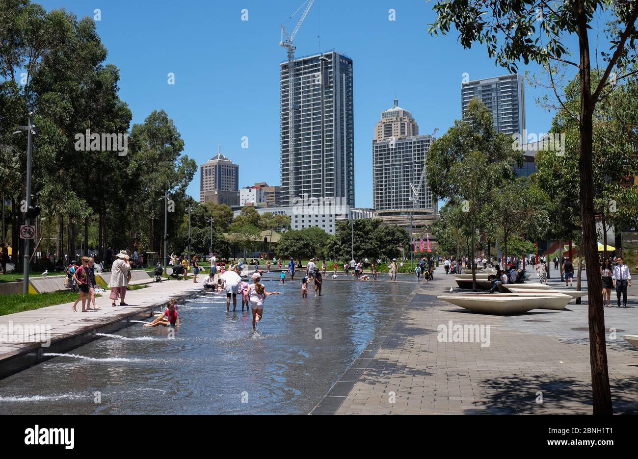 Parco giochi nel Darling Quarter, un quartiere di Darling Harbour, situato nel cuore del CBD di Sydney, NSW, Australia. Foto Stock