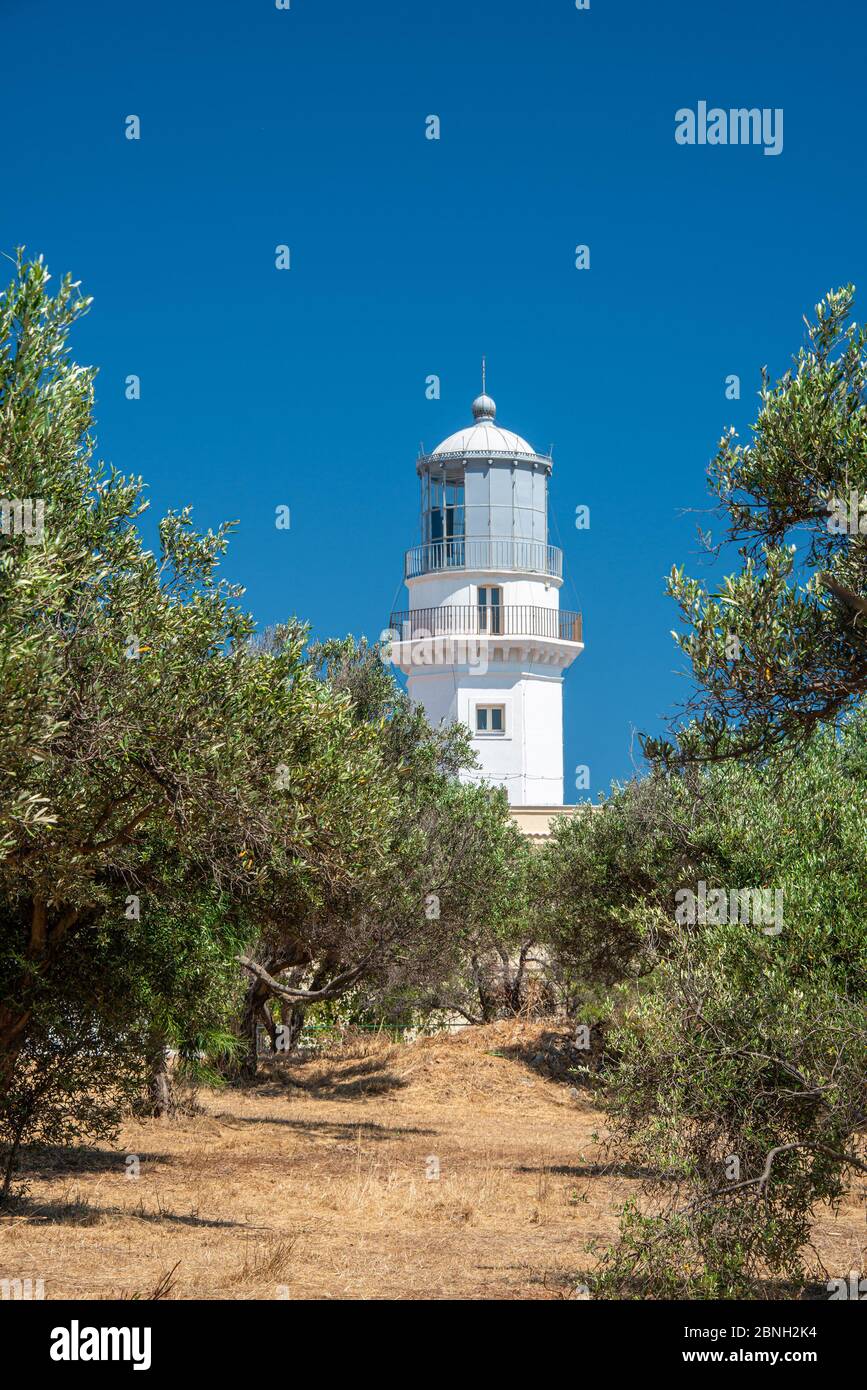 Faro a Capo 'Capo colonna'. La provincia di Crotone, Calabria, Italia Foto Stock