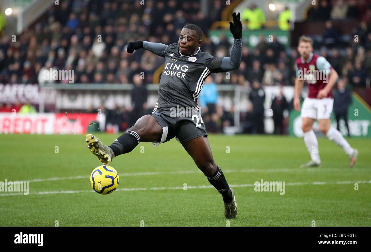 Il Nampalys Mendy di Leicester City durante la partita della Premier League al Turf Moor, Burnley. Foto Stock