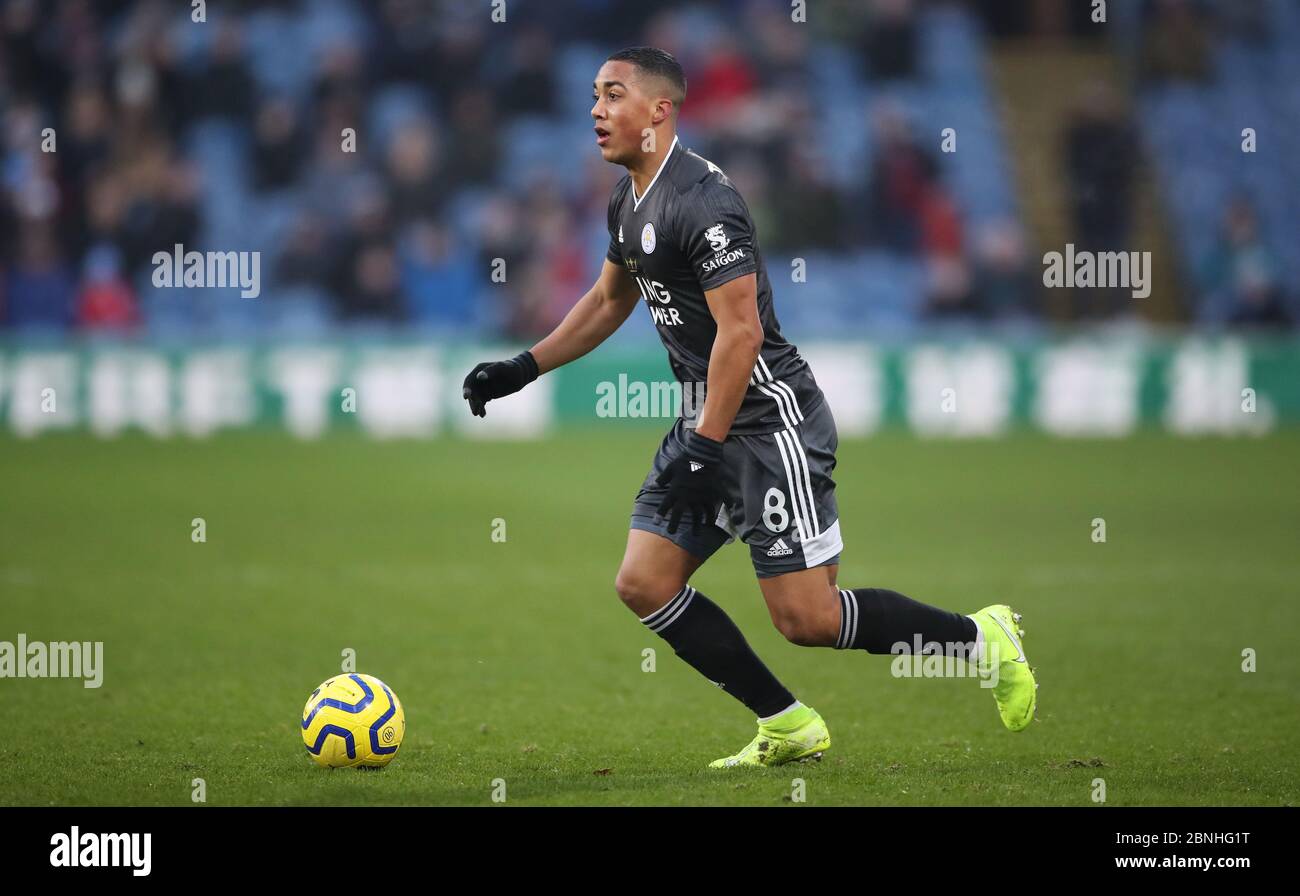 Gli Youri Tielemans di Leicester City durante la partita della Premier League a Turf Moor, Burnley. Foto Stock