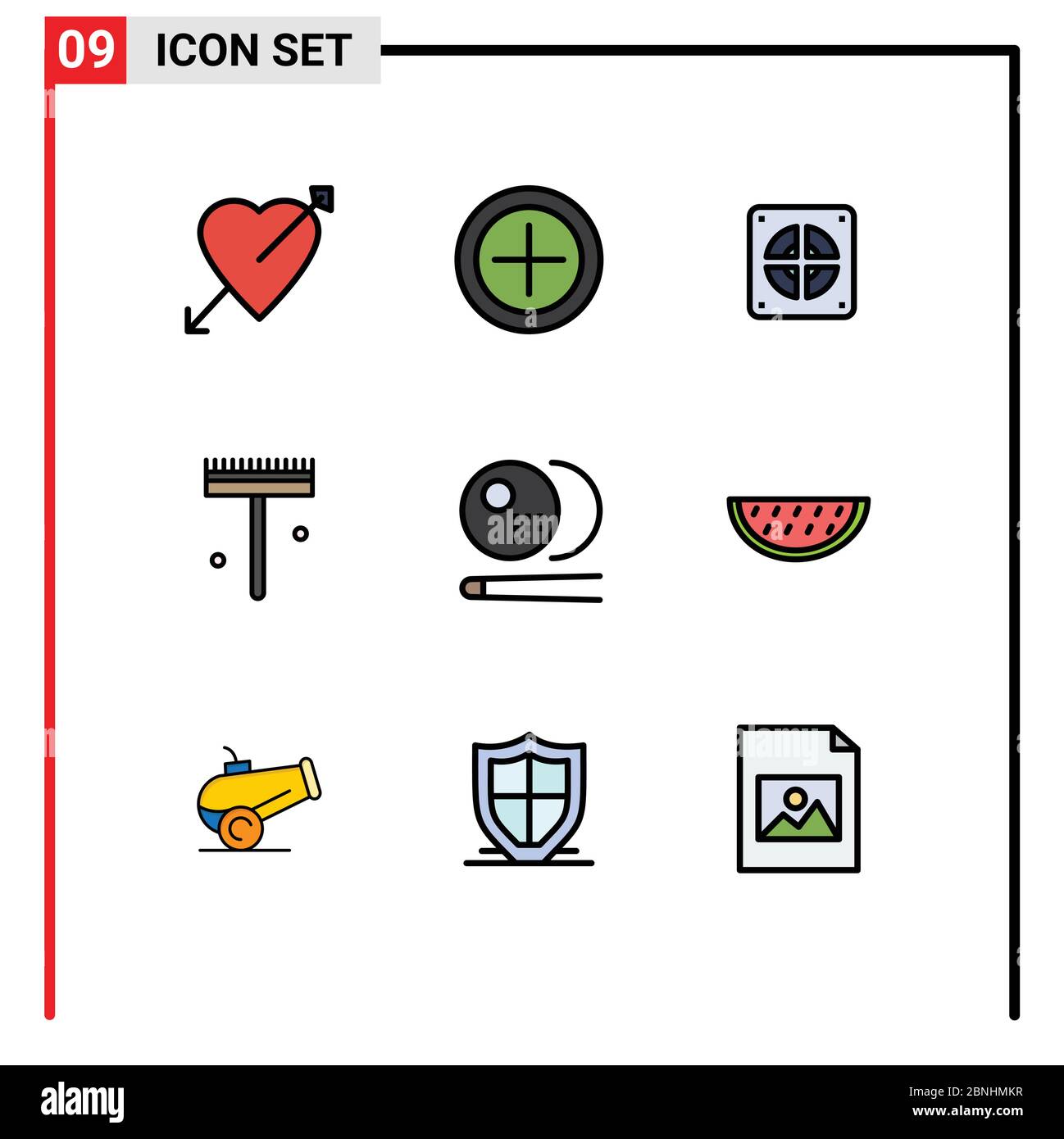 9 icone creative segni e simboli moderni di snooker, biliardo, meccanico, pala, giardiniere elementi editabili di disegno vettoriale Illustrazione Vettoriale