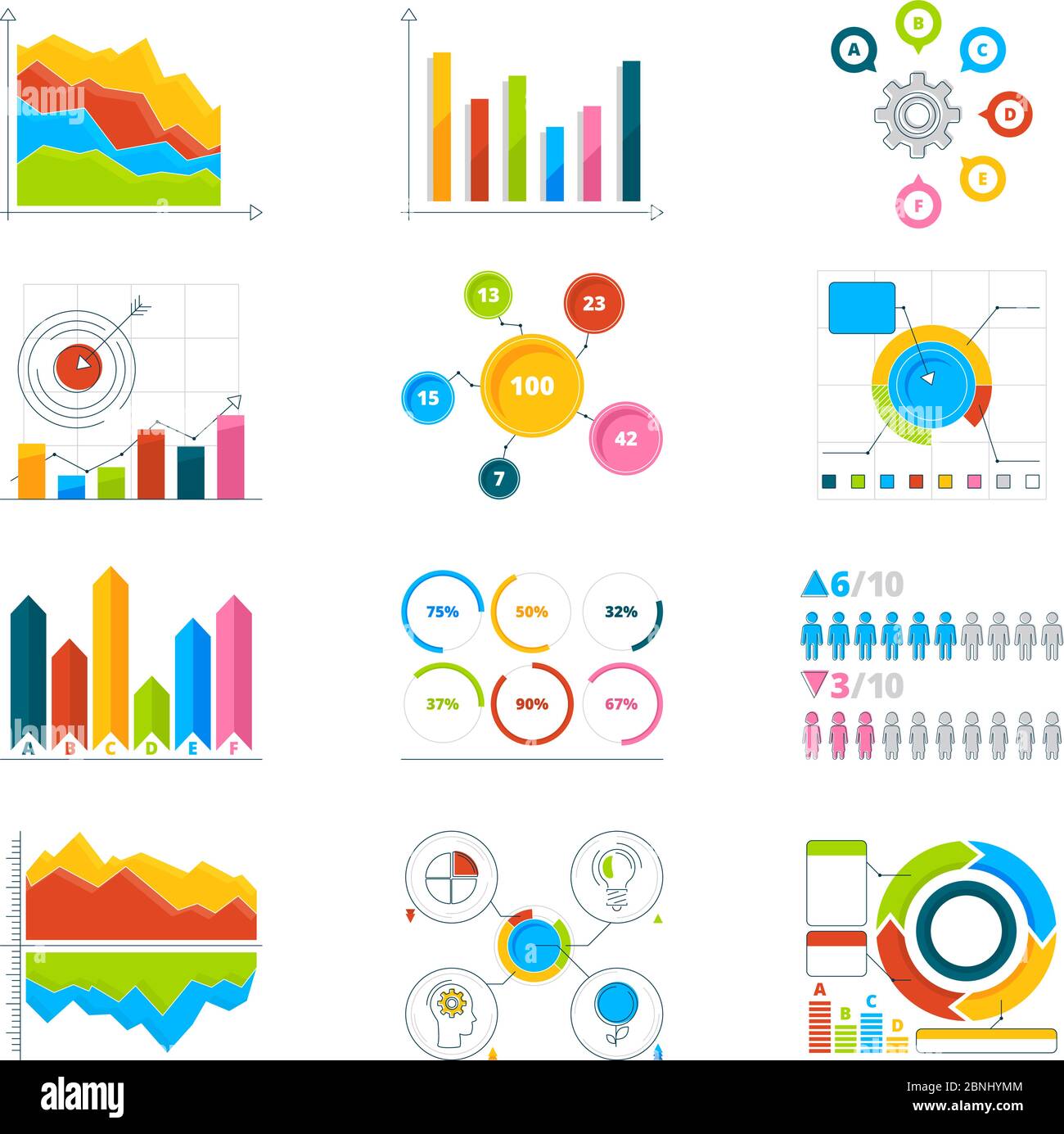 Grafica vettoriale, grafici e diagrammi. Disegnare elementi infografici per le aziende Illustrazione Vettoriale