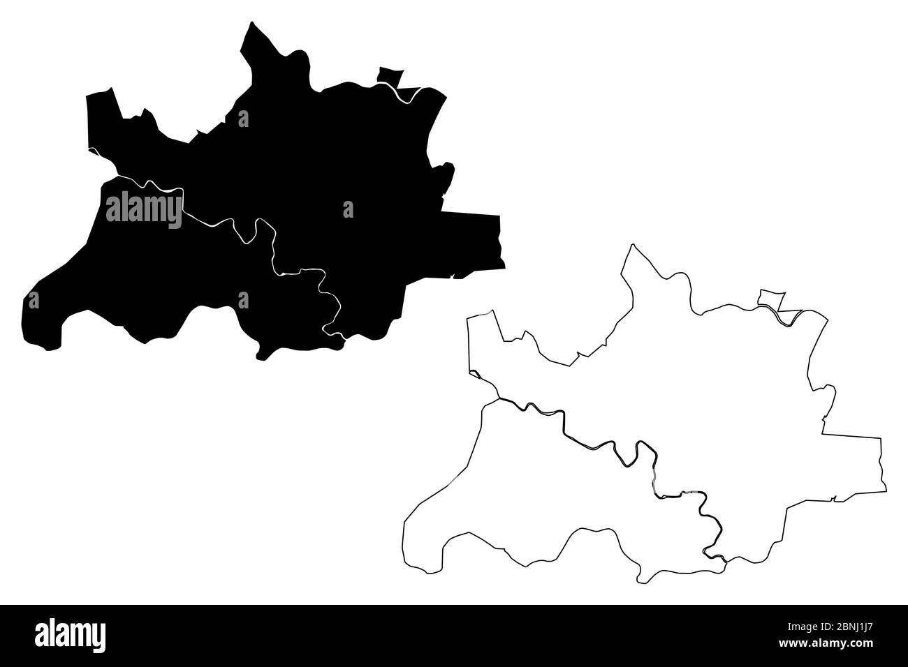 Pimpri-Chinchwad Città (Repubblica dell'India, Stato Maharashtra) mappa vettoriale illustrazione, abbozzare città di Pimpri Chinchwad, mappa di Pune Illustrazione Vettoriale
