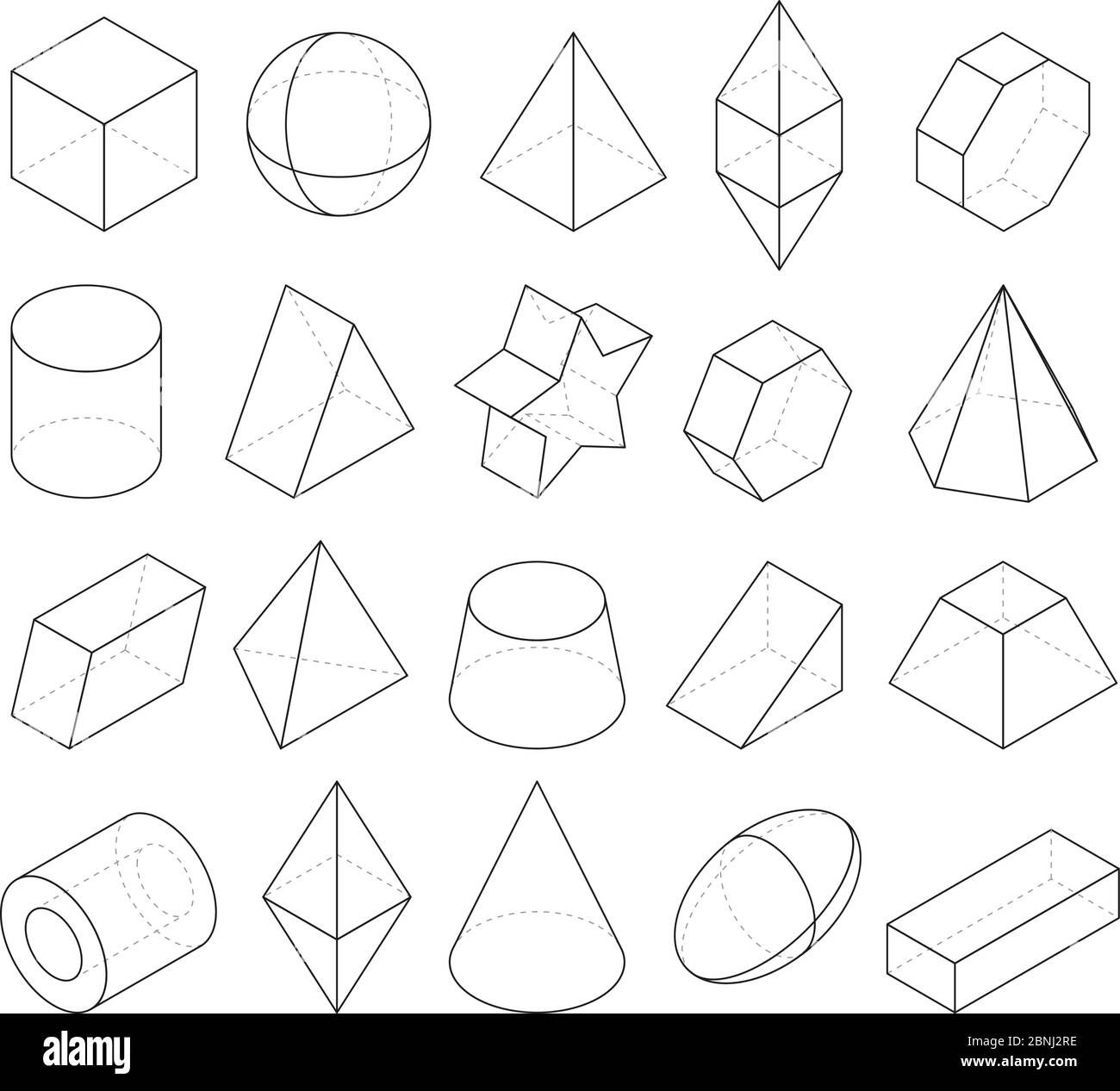 Illustrazioni monoline. Fotogrammi di forme geometriche diverse Illustrazione Vettoriale