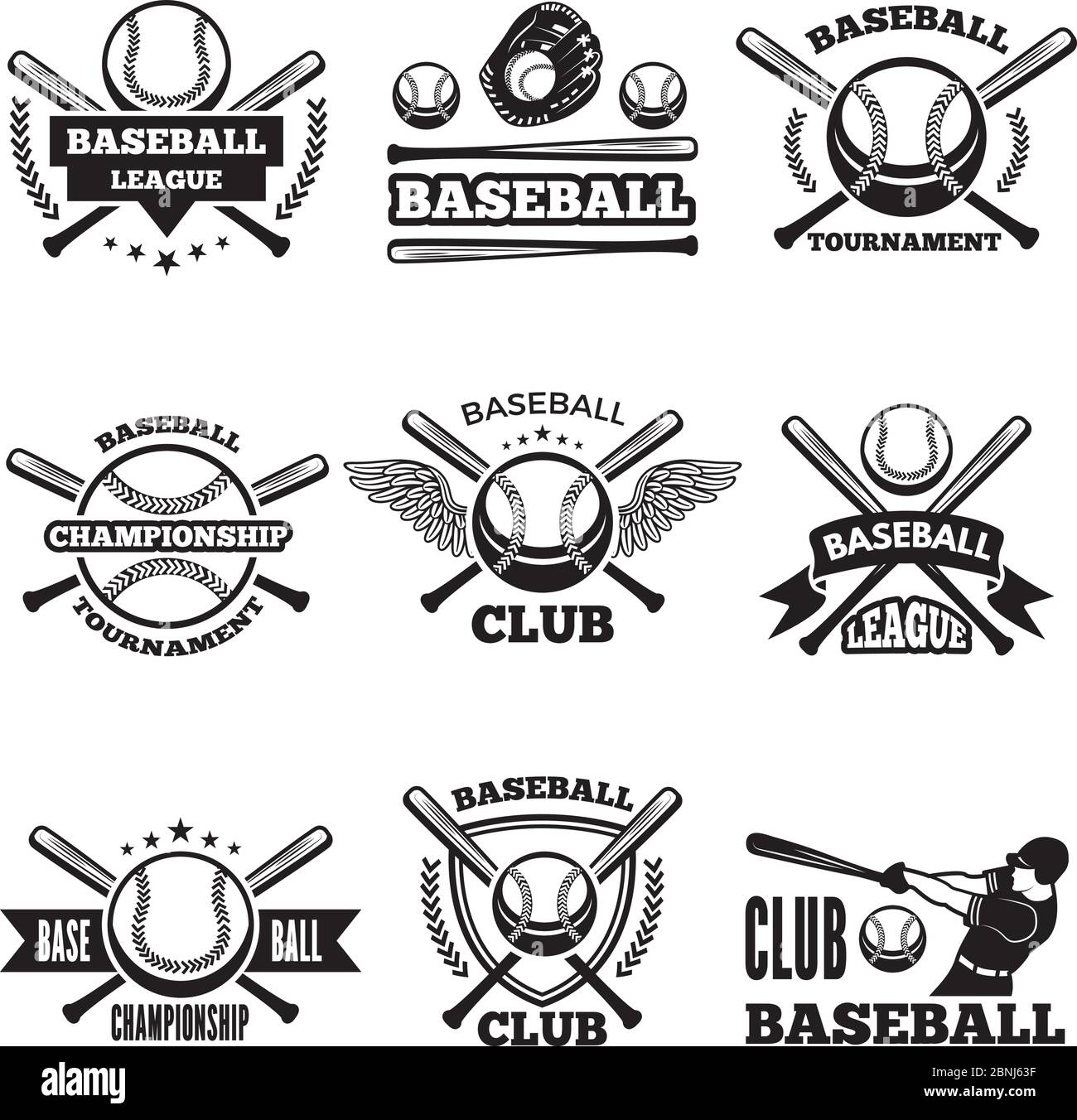 Logo Baseball in stile vettoriale Illustrazione Vettoriale