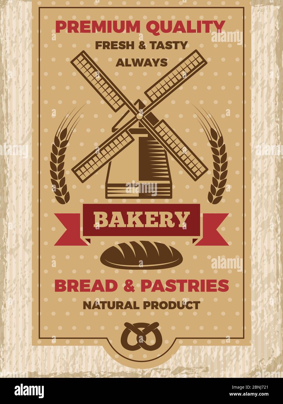 Poster vintage per panetteria. Modello con posizione per il testo Illustrazione Vettoriale