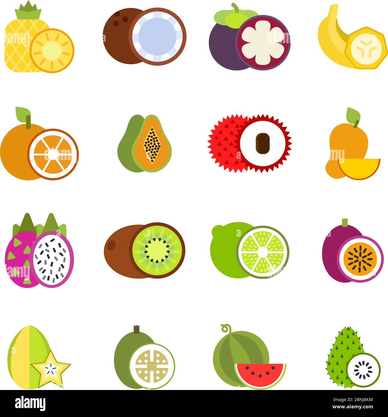 Illustrazioni di frutti tropicali in stile vettoriale Illustrazione Vettoriale