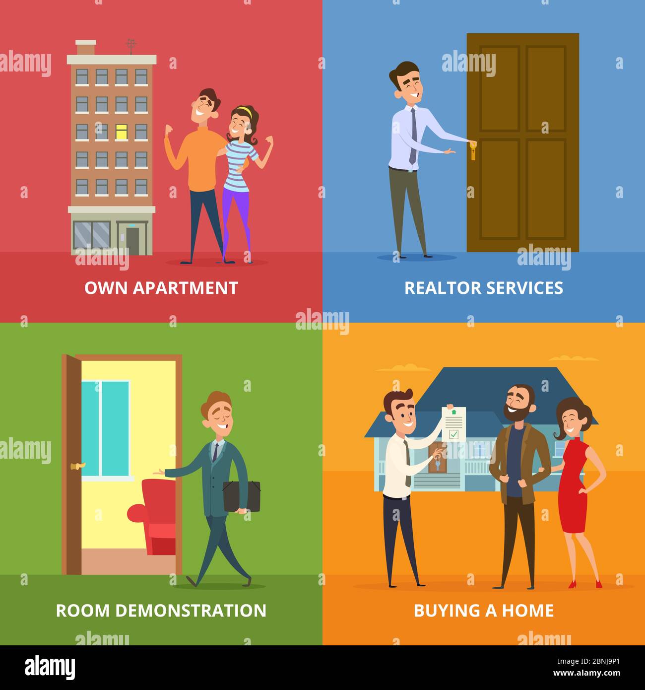 Famiglia felice che acquista immobili Illustrazione Vettoriale