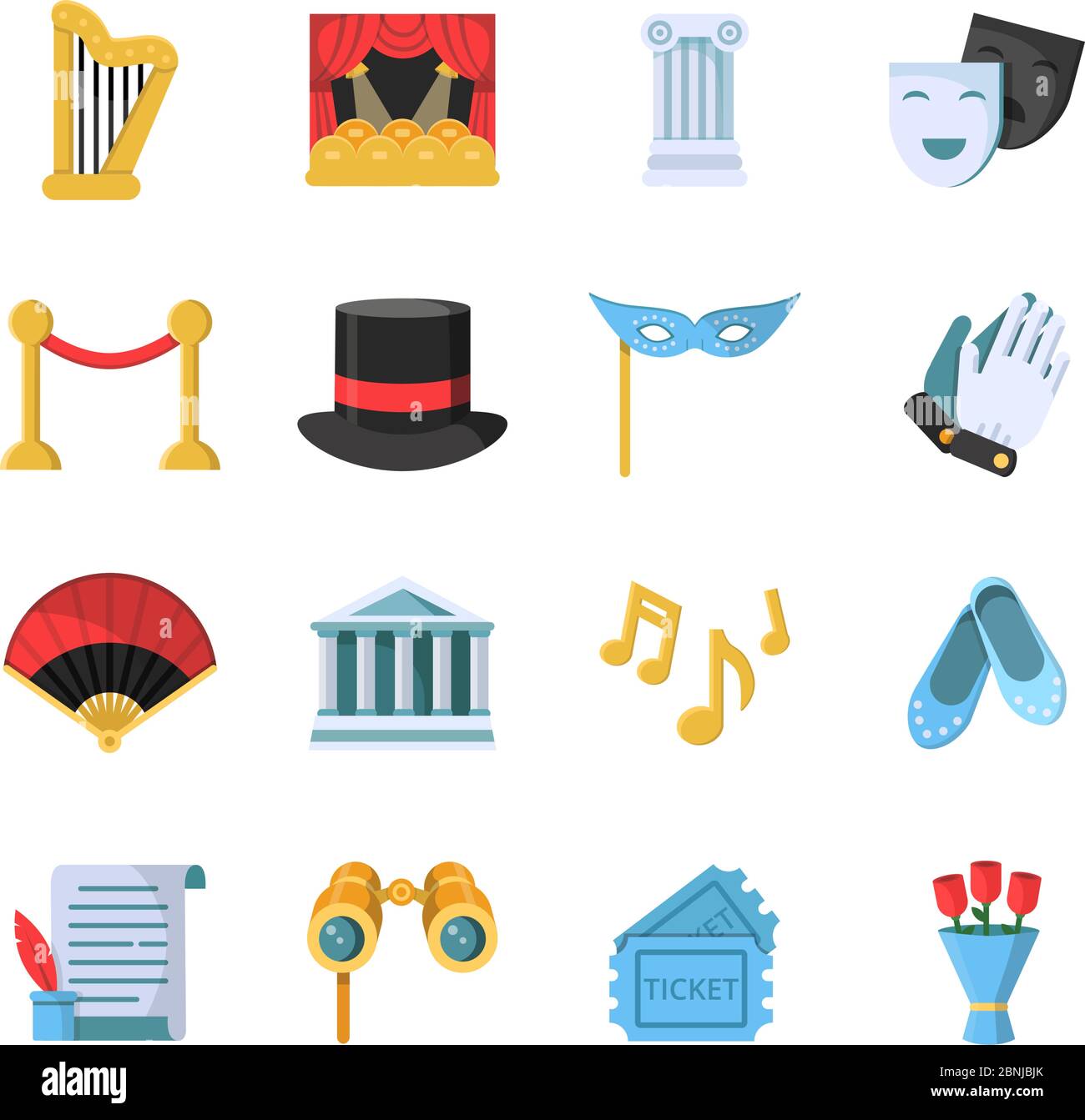 Set di icone con simboli di film, film e teatro Illustrazione Vettoriale