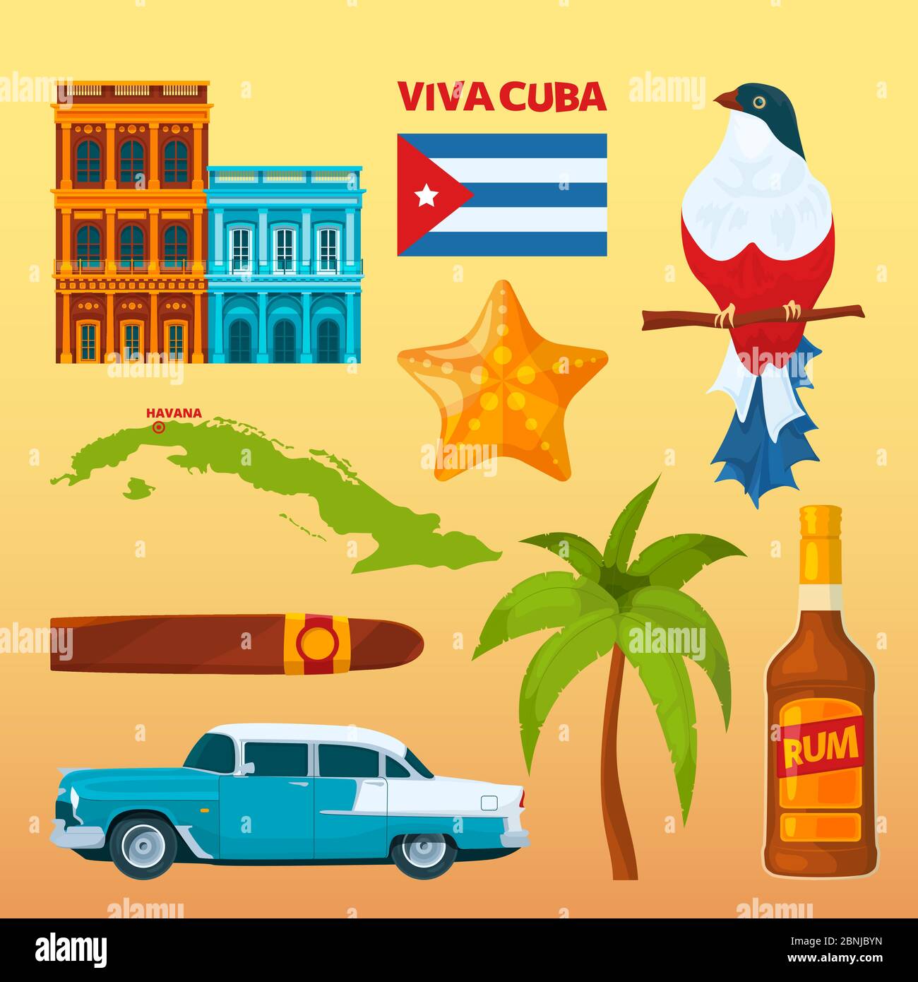 Monumenti e simboli culturali di Cuba Illustrazione Vettoriale