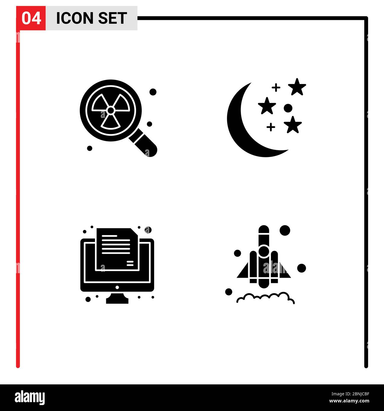 Pacchetto icone vettoriali Stock di segni e simboli per nucleare, test, ricerca, notte, lancio di elementi di progettazione vettoriali editabili Illustrazione Vettoriale