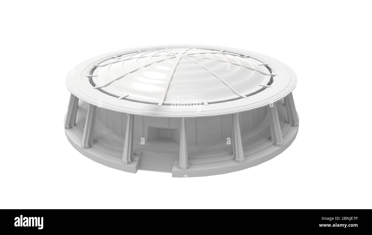Rendering 3D di uno stadio esterno con cerchio rotondo Foto Stock