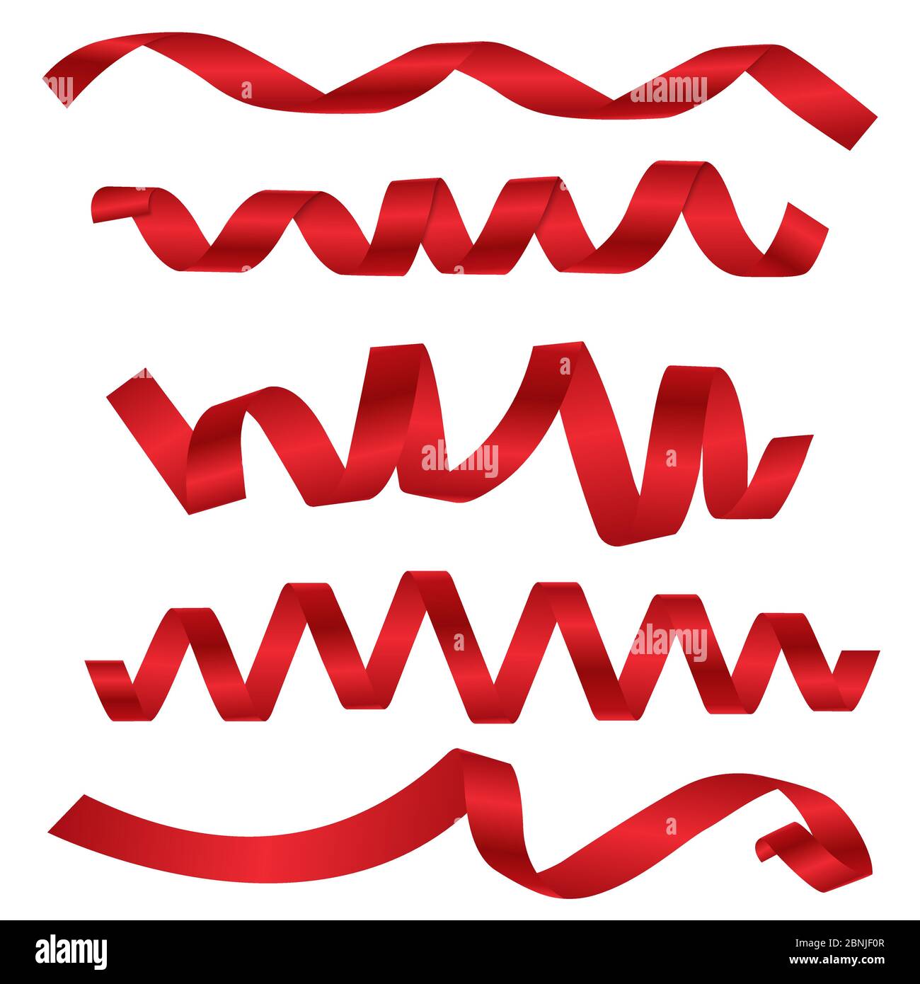 Forme dinamiche di nastri rossi per diversi progetti di progettazione Illustrazione Vettoriale