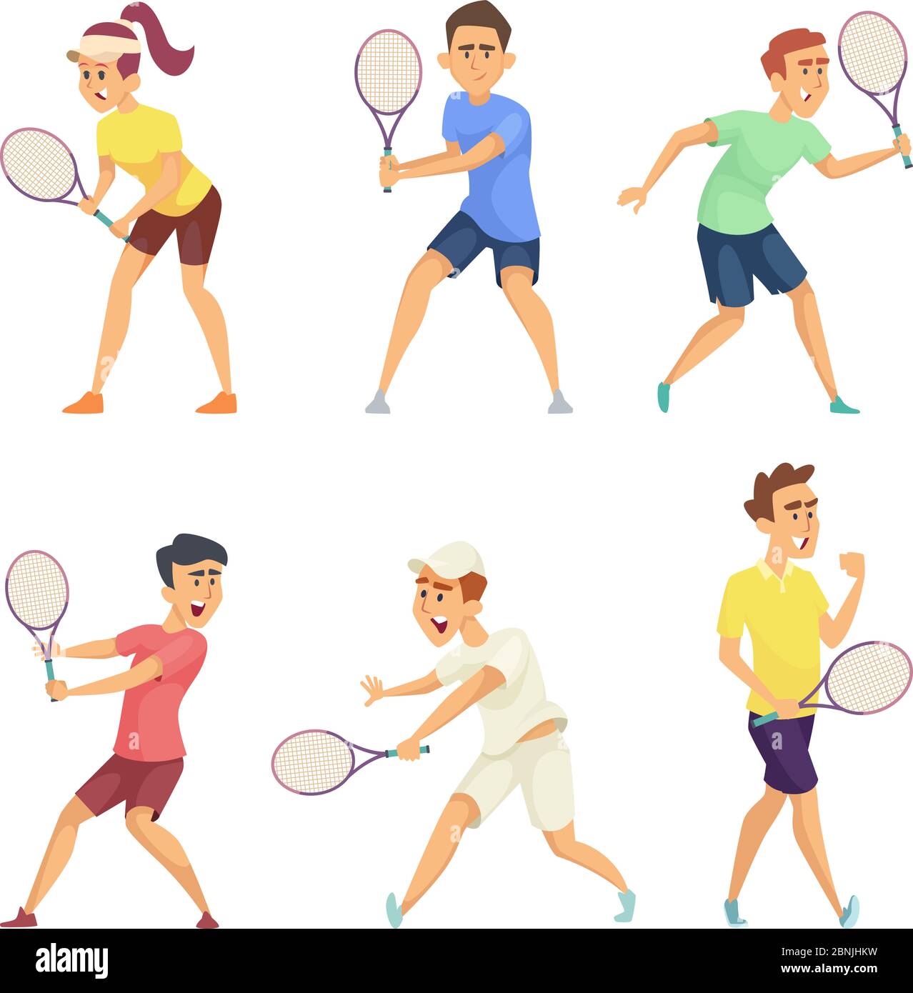 I giocatori di tennis si isolano su sfondo bianco Illustrazione Vettoriale